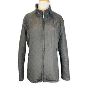 Weatherproof Black Quilted Jacket Minimalist Zip Front Quiet Luxury 2X Ribbed